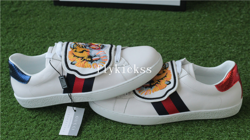 GC Ace Embroidered Sneaker White Tiger Pattern